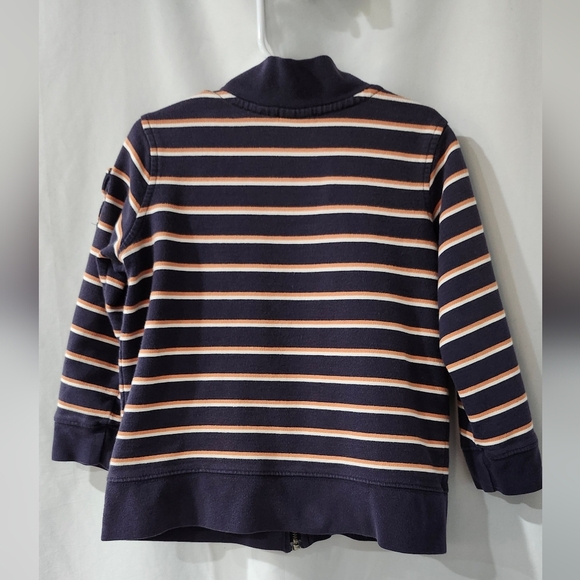 Talbots Kids Full Zip Sweatshirt‎ Size 4 Navy Orange Stripes Cotton Pockets - Picture 3 of 7